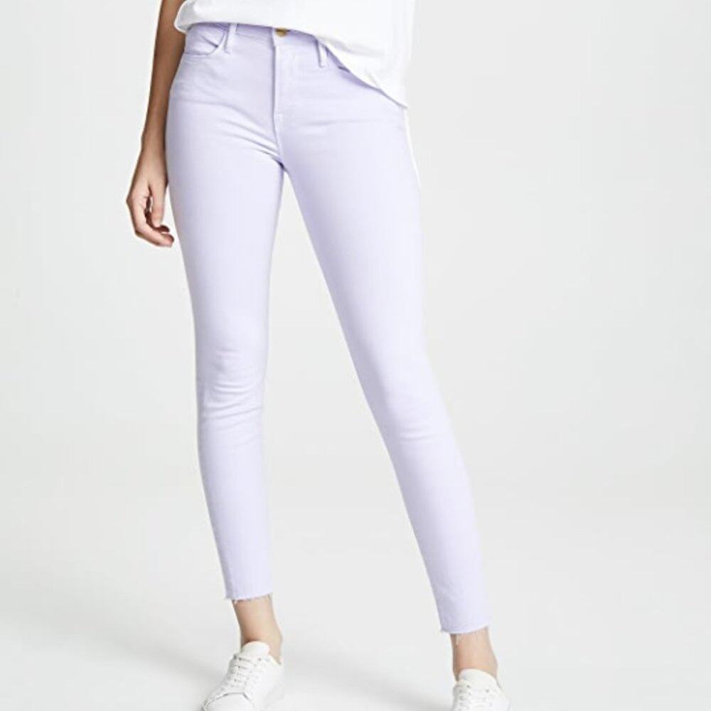 FRAME Le High Skinny Raw Edge Jeans Lavender 26